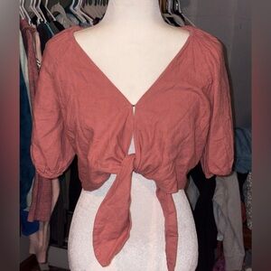 Abercrombie & Fitch Terracotta Tie-Front Blouse